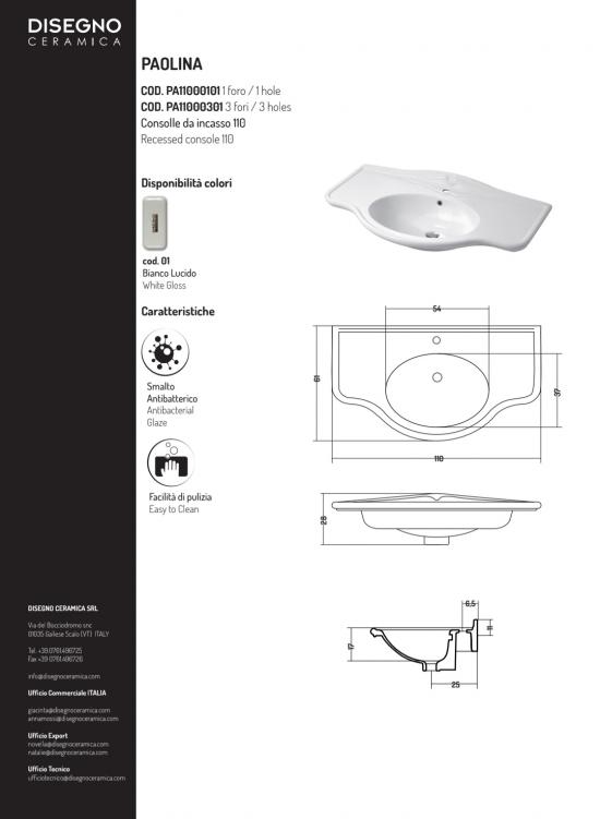 ARREDO BAGNO PAESTUM 108 FRONTALE IN MASSELLO LEGNO FINITURA LACCATO BIANCO