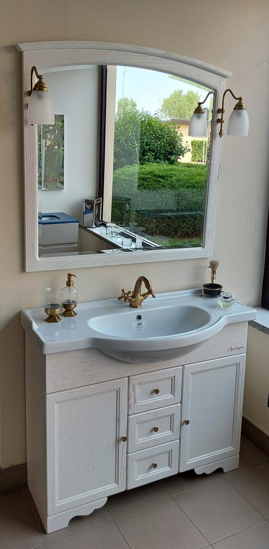 ARREDO BAGNO RETRO' 105 FRONTALE IN MASSELLO LEGNO DECAPE' AVORIO