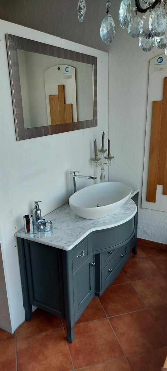 ARREDO BAGNO TIVOLI 134 MASSELLO LEGNO LACCATO OPACO GRIGIO SPECCHIO CORNICE PIOMBO