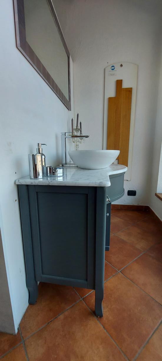 ARREDO BAGNO TIVOLI 134 MASSELLO LEGNO LACCATO OPACO GRIGIO SPECCHIO CORNICE PIOMBO