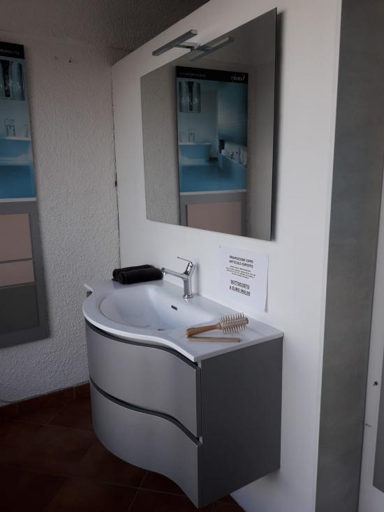 ARREDO BAGNO URBAN BROADWAY 105 2 CASSETTI E SPECCHIO LEGNO TRANCHE' GRIGIO METAL