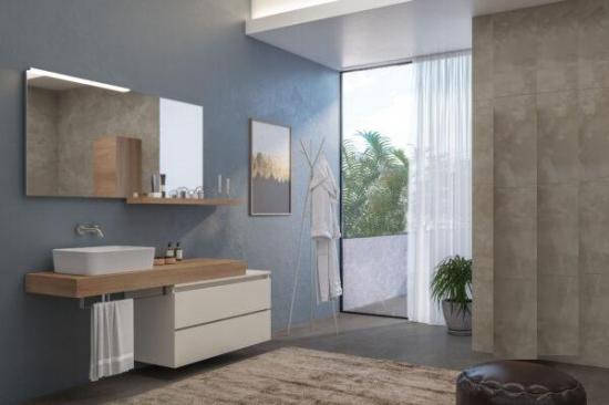 ARREDO BAGNO URBAN UC13 CM 170 FINITURA ROVERE NODATO E LACCATO BIANCO OPACO