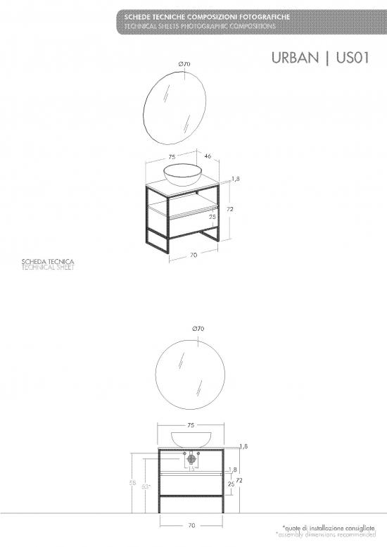 ARREDO BAGNO URBAN US01 CM 75 FINITURA CEMENTO