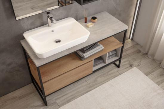 ARREDO BAGNO URBAN US04 CM 125 FINITURA ROVERE NODATO E CEMENTO