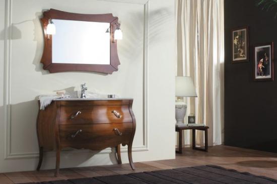 ARREDO BAGNO VANITY 03 cm.109 FINITURA NOCE  E TOP MARMO TECNICO BOTTICINO