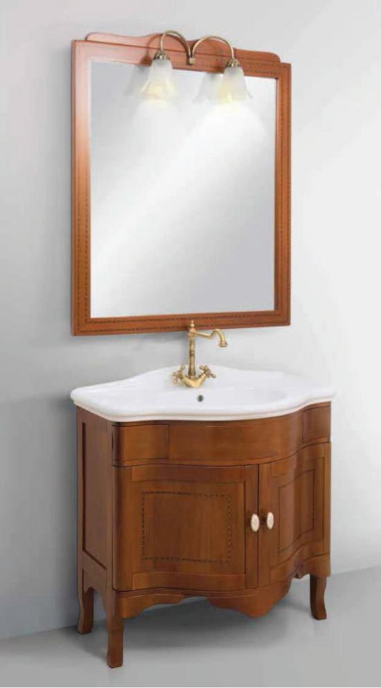 ARREDO BAGNO WINDSOR 90 INTARSIATO FRONTALE IN MASSELLO LEGNO FINITURA NOCE 