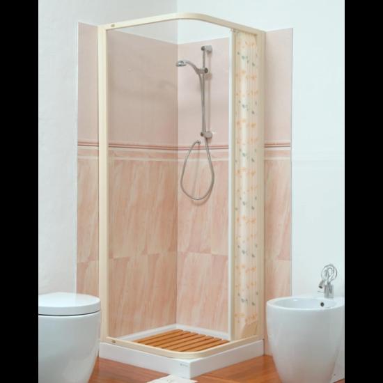 BOX DOCCIA QUADRATO  80X80 ALLUMINIO BIANCO APERTURA TOTALE LAVABILE