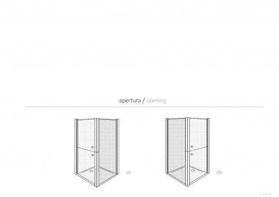 BOX DOCCIA QUADRATO DISABILI OPEN CM.80X80 H.190 DUE ANTE-FISSO CRISTALLO SP.6MM