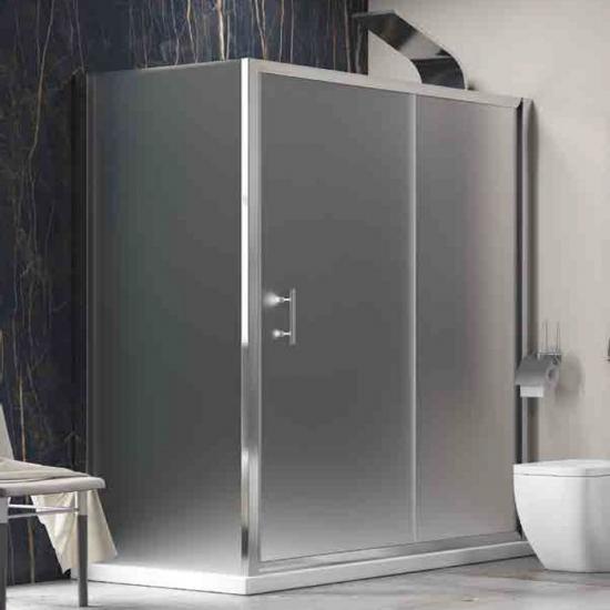 BOX DOCCIA RETTANGOLARE FLORA500 100X70 CROMO CRISTALLO SATINATO ANTICALCARE 6MM
