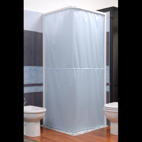 BOX DOCCIA TENDA BOX ANGOLO QUADRO 90X90 SALVASPAZIO ALLUMINIO BIANCO LAVABILE