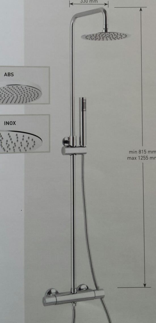 COLONNA DOCCIA 13077 TELESCOPICA CON SOFFIONE INOX D. 300 MM E TERMOSTATICO MADE IN ITALY