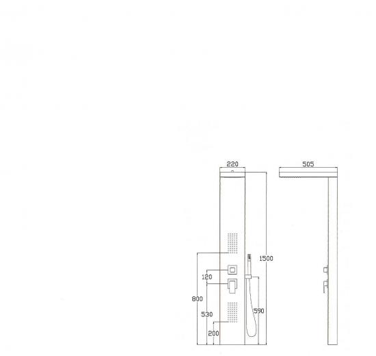 COLONNA DOCCIA CON CASCATA 4002 INOX LUCIDO MISCELATORE SOFFIONE PIOGGIA 2 LATERALI