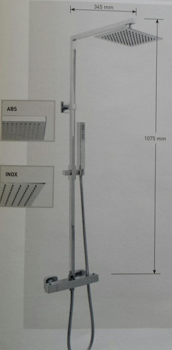 COLONNA DOCCIA QUADRATA 13097 SOFFIONE INOX 300 X 300 MM E TERMOSTATICO ITALY