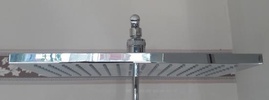 COLONNA DOCCIA RUBINETTO TERMOSTATICO OTTONE CROMO SNELLA SOFFIONE RETTANGOLARE