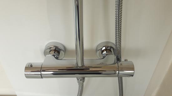 COLONNA DOCCIA RUBINETTO TERMOSTATICO OTTONE CROMO SNELLA SOFFIONE RETTANGOLARE