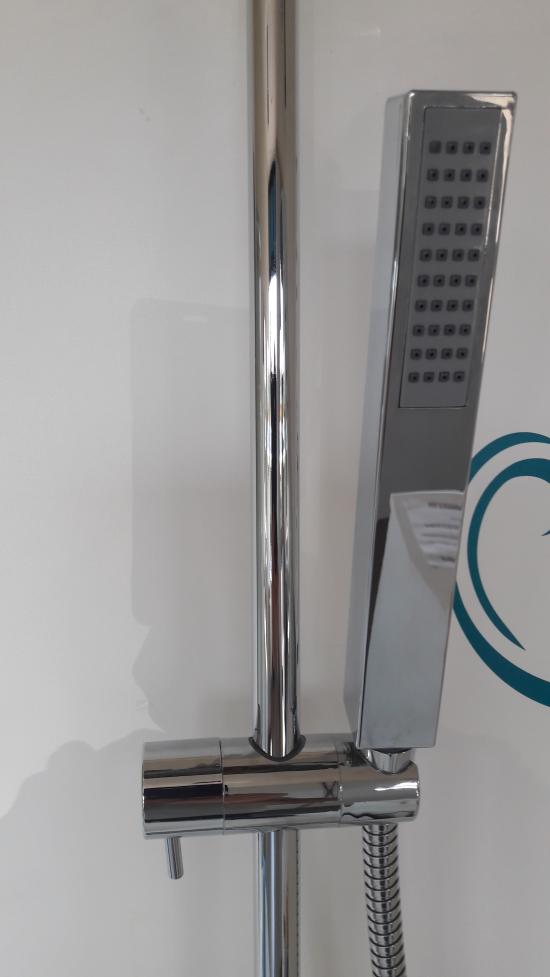 COLONNA DOCCIA RUBINETTO TERMOSTATICO OTTONE CROMO SNELLA SOFFIONE RETTANGOLARE