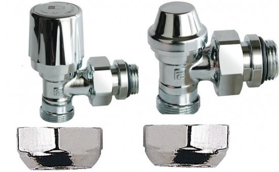 KIT CROMATO VALVOLA TERMOSTATIZZABILE -DETENTORE SQUADRA 1/2 PER RAME DIAM.12