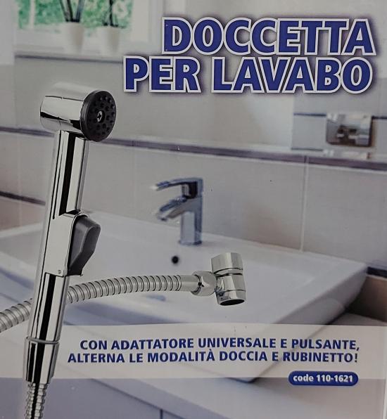 KIT DOCCETTA PER LAVABO CROMATA CON ADATTATORE E FLESSIBILE