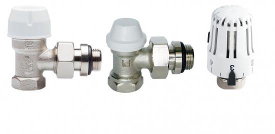 KIT TERMOSTATICO PER RADIATORE TESTA - VALVOLA - DETENTORE SQUADRA 3/8 PER TUBO FERRO