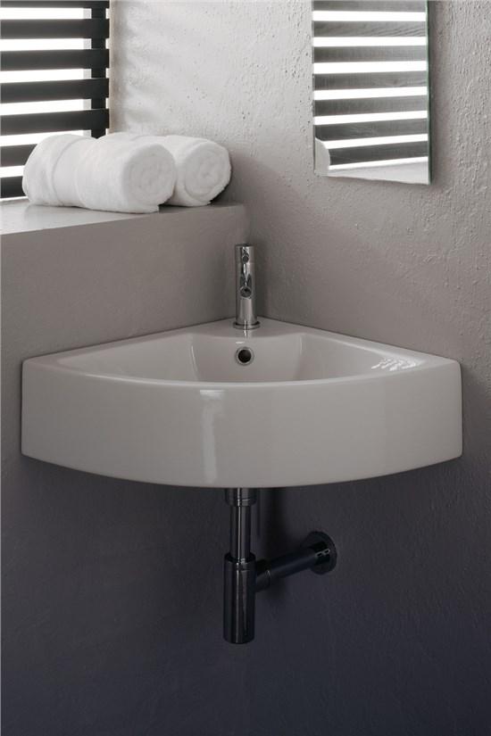 LAVABO ANGOLO DA APPOGGIO O SOSPESO SQUARE E CM. 47,5X47,5 CERAMICA BIANCO