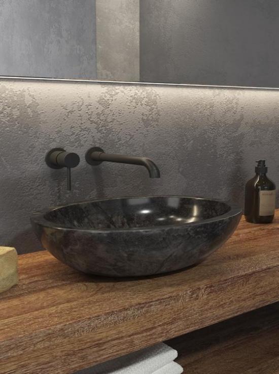 LAVABO  APPOGGIO IN MARMO NERO CM.45 H.15 LEONOR
