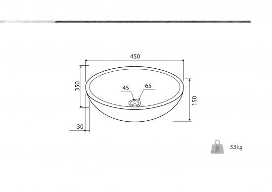 LAVABO  APPOGGIO IN MARMO NERO CM.45 H.15 LEONOR