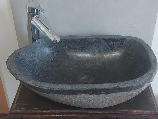 LAVABO APPOGGIO JOYA LARGE PIETRA DI FIUME REALIZZATO A MANO 50x33 h14,5 STOCK