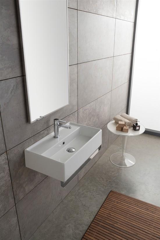 LAVABO DA APPOGGIO/SOSPESO RETTANGOLARE TEOREMA  CM.80X34 CERAMICA BIANCO