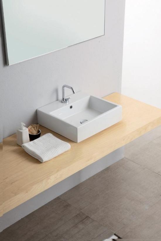 LAVABO DA APPOGGIO BACINO CM.50X45 H.12,5 CERAMICA BIANCO