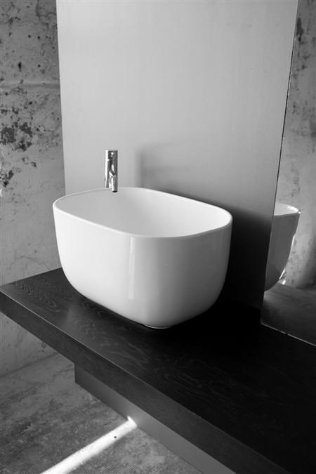 LAVABO DA APPOGGIO CATINO FLY CM.55X38X30 CERAMICA BIANCO