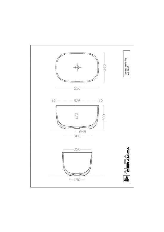 LAVABO DA APPOGGIO CATINO FLY CM.55X38X30 CERAMICA BIANCO