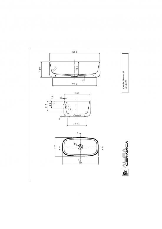 LAVABO DA APPOGGIO CIOTOLA ELITE 30 CM.58X30X18 CERAMICA BIANCO