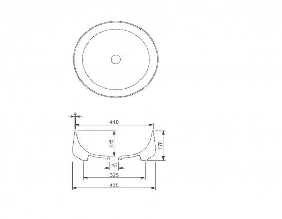 LAVABO DA APPOGGIO CIOTOLA ELITE 41 CM  H 17 CERAMICA BIANCO