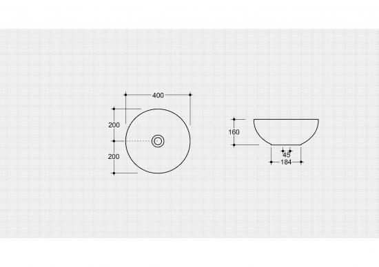 LAVABO DA APPOGGIO CM.40 H.16 SKY CERAMICA BIANCO OPACO MATT