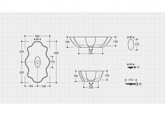 LAVABO DA APPOGGIO CM.65X39 H.16,5 SEASTAR CERAMICA BIANCO
