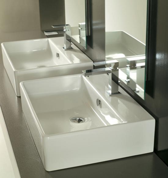 <p>LAVABO DA APPOGGIO E SOSPESO A MURO CM.60X45X15 DOME CERAMICA BIANCO</p>