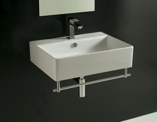 LAVABO DA APPOGGIO E SOSPESO A MURO CM.60X45X15 DOME CERAMICA BIANCO