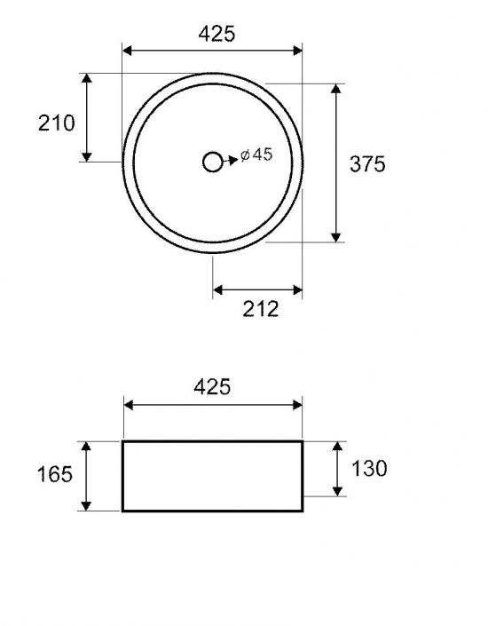 LAVABO DA APPOGGIO LT3070 CM.42,5 H.16,5 CERAMICA BIANCO