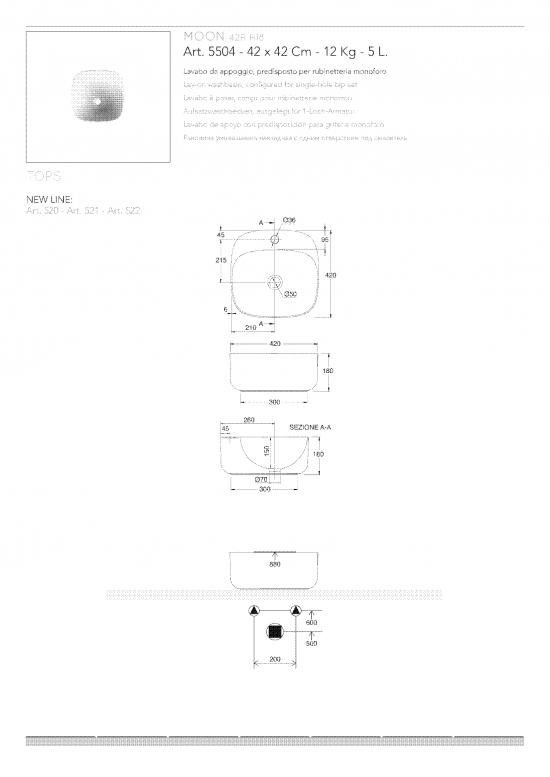 LAVABO DA APPOGGIO MOON 42R CM. 42X42 H.18 CERAMICA BIANCO