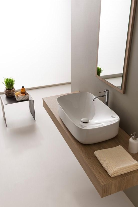 LAVABO DA APPOGGIO MOON 70 CM. 70X42 H.18 CERAMICA BIANCO