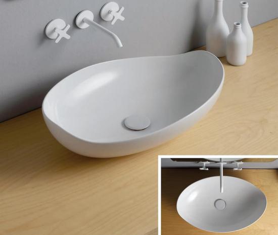 LAVABO DA APPOGGIO POISON 60 BIANCO MATT OVALE CM.60X38,5 H.16 CERAMICA