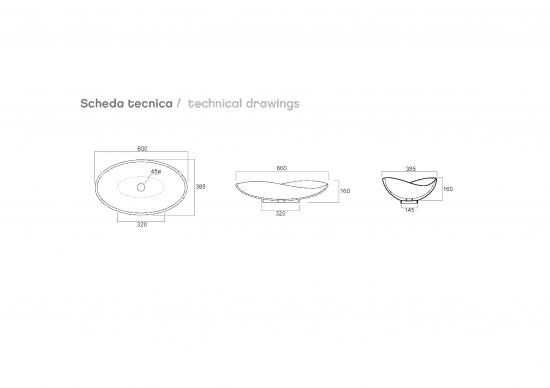 LAVABO DA APPOGGIO POISON 60 BIANCO MATT OVALE CM.60X38,5 H.16 CERAMICA