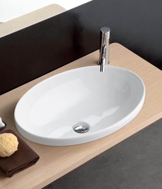 LAVABO DA INCASSO CM.4 OVALE SOFTLY CM.60X42 CERAMICA BIANCO