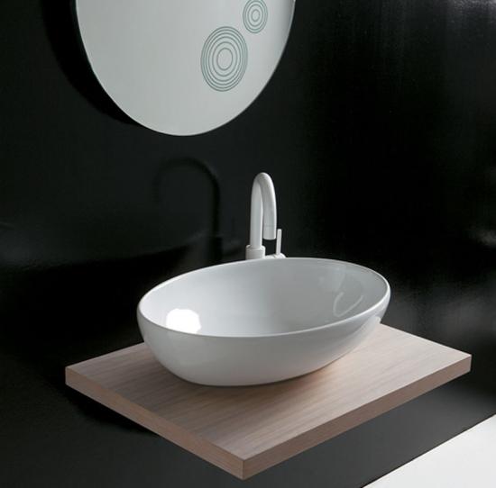 LAVABO DA INCASSO OVALE SOFTLY cm.59X42 h.13,5 - 16,5 CERAMICA BIANCA