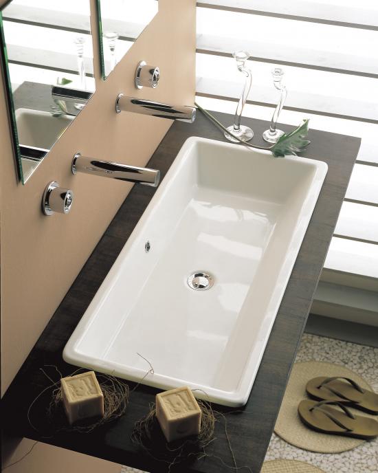 LAVABO DA INCASSO SOPRAPIANO RETTANGOLARE GAIA 80 CM. 87,5 X 39,5 CERAMICA BIANCO