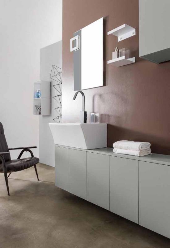 LAVABO IN CERAMICA BIANCA BLOCK 50 X 35 H.25 CON 1 FORO PER RUBINETTERIA