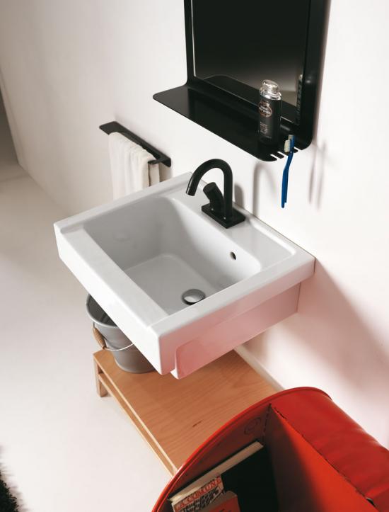 LAVABO IN CERAMICA BIANCA LAVARREDO 75 X 50 H.30 CON 1 FORO PER RUBINETTERIA