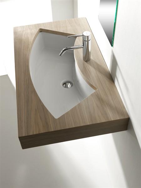 LAVABO INCASSO SOTTOPIANO ARAL CM.85 X 42 CERAMICA BIANCO