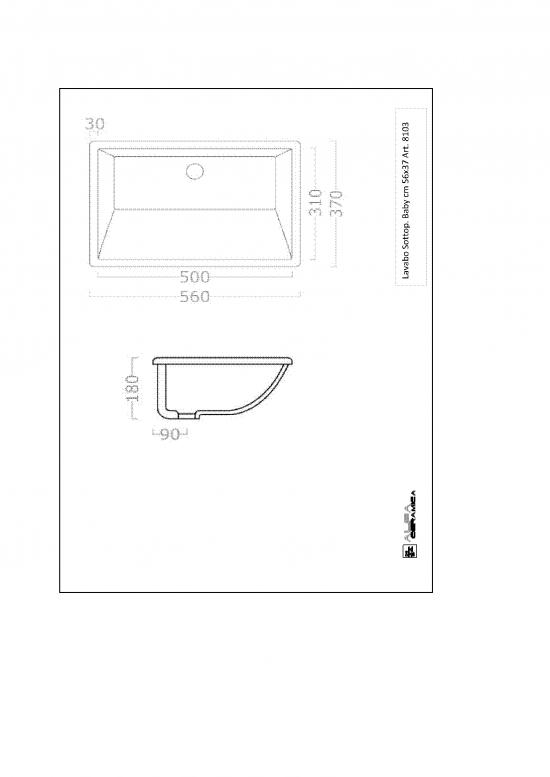 LAVABO INCASSO SOTTOPIANO BABY CM.56X37 CERAMICA BIANCO