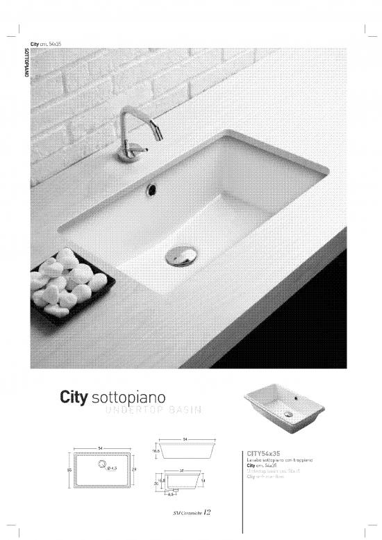 LAVABO INCASSO SOTTOPIANO CM.54X35 CITY CERAMICA BIANCO